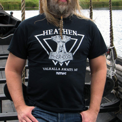 Heathen Valhalla Awaits Me Men's Short Sleeve  Printed T-shirt-