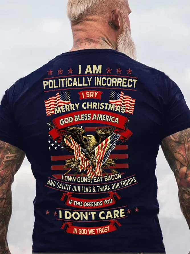 God Bless America Men's Short Sleeve  Printed T-shirt-