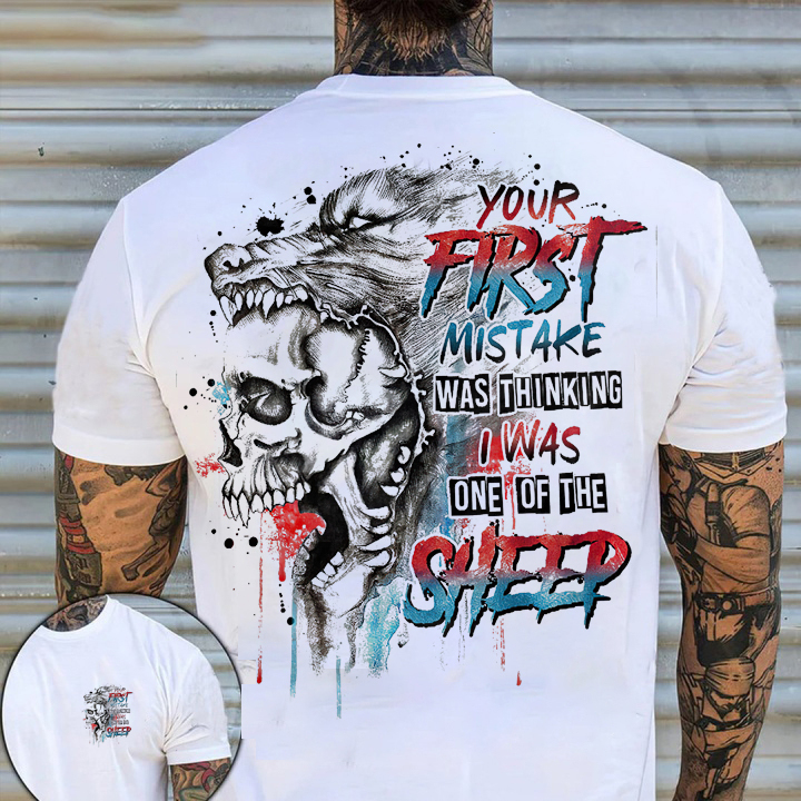 Your First Mistake Wolf Skull Print Men's Short Sleeve T-Shirt