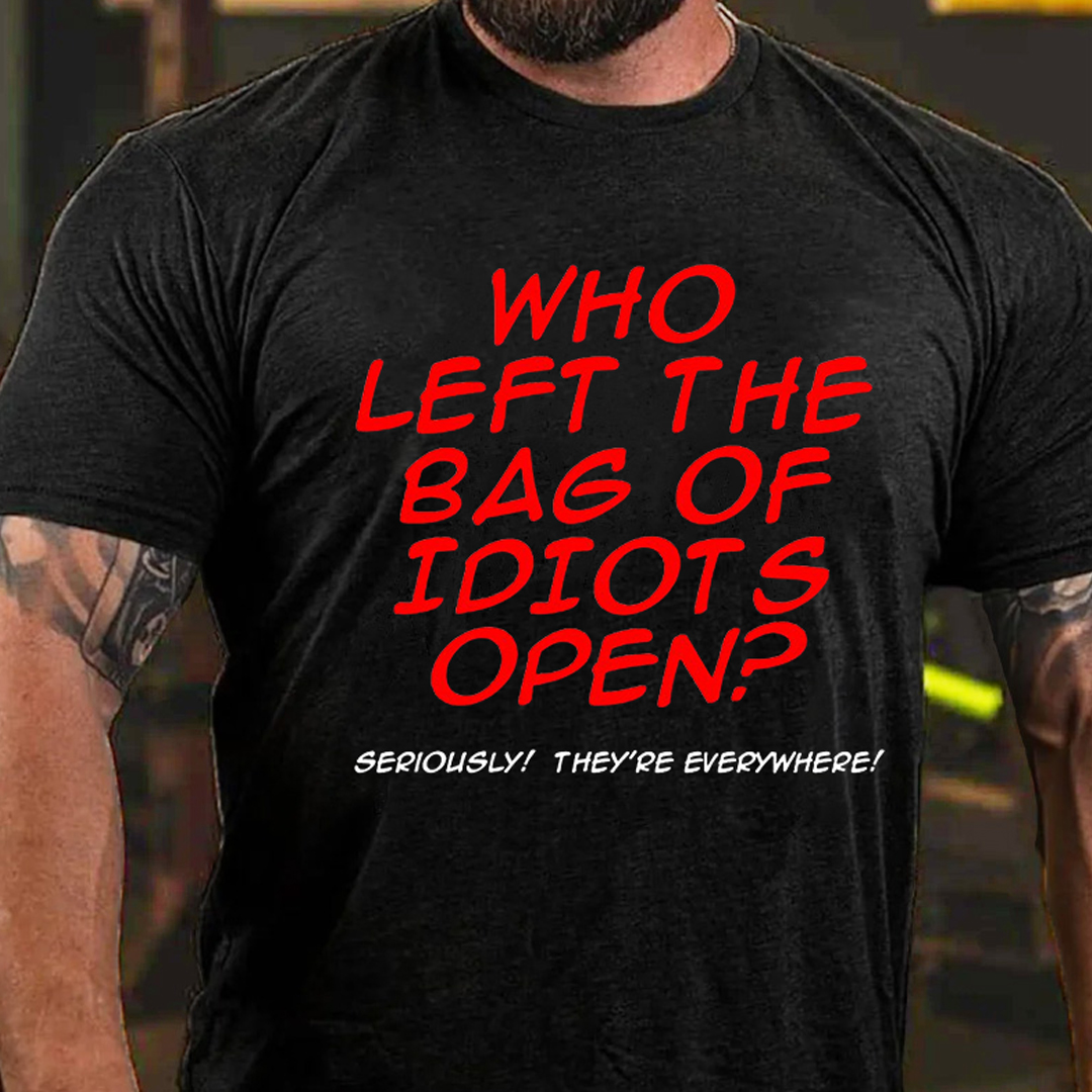 Who Left The Bag of Idiots Open Men's Short Sleeve  Printed T-shirt-