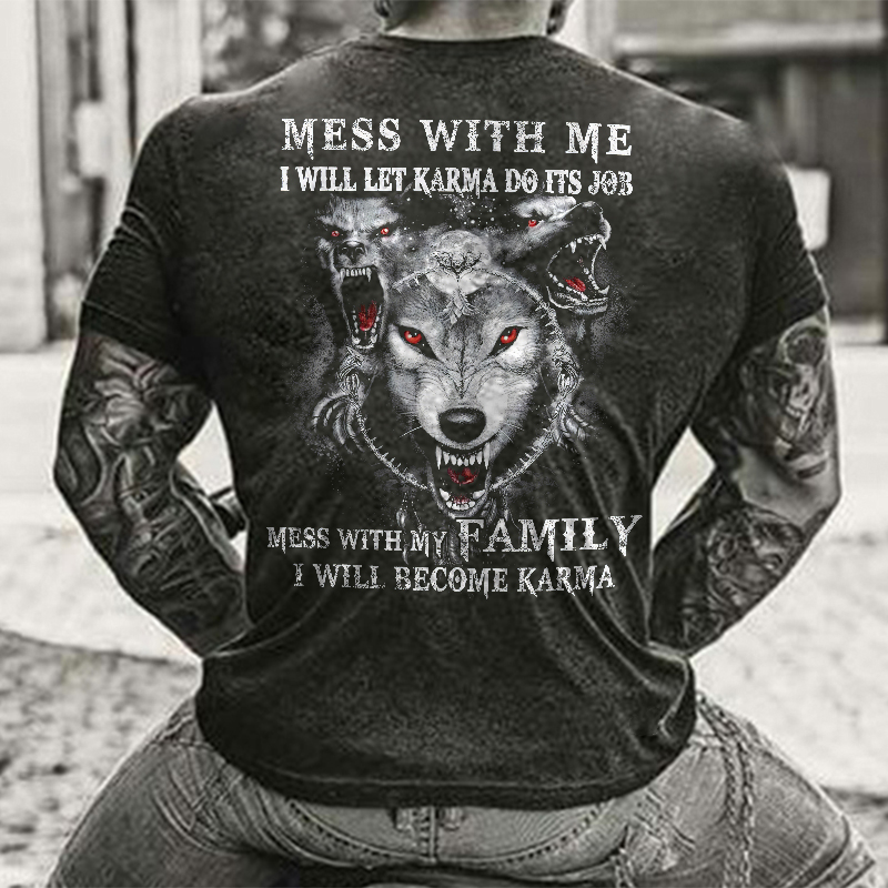 MESS WITH ME I WILL LET KARMA DO ITS JOB Print Men's Short Sleeve T-Shirt-