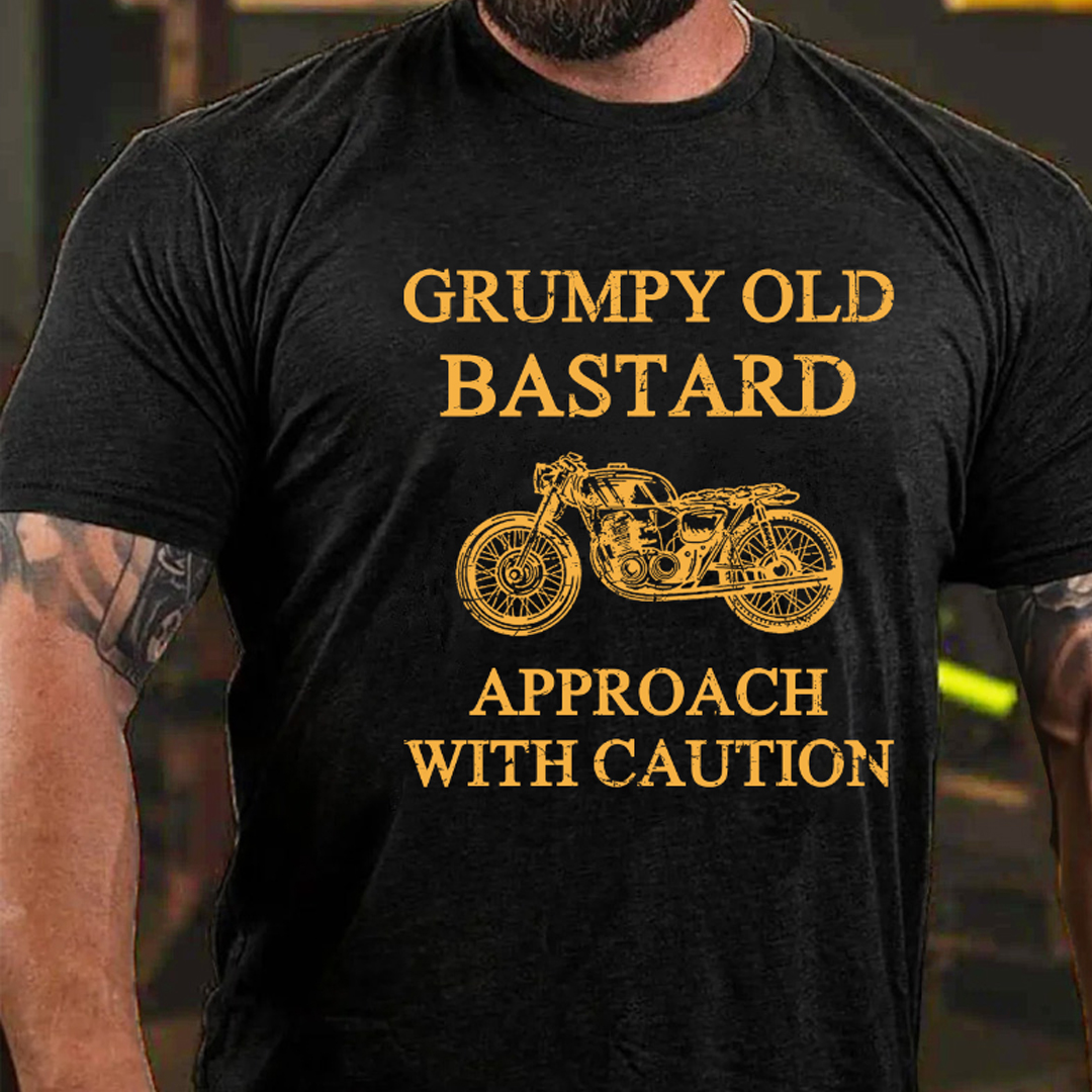 Grumpy Old Bastard Approach With Caution Men's Short Sleeve  Printed T-shirt-