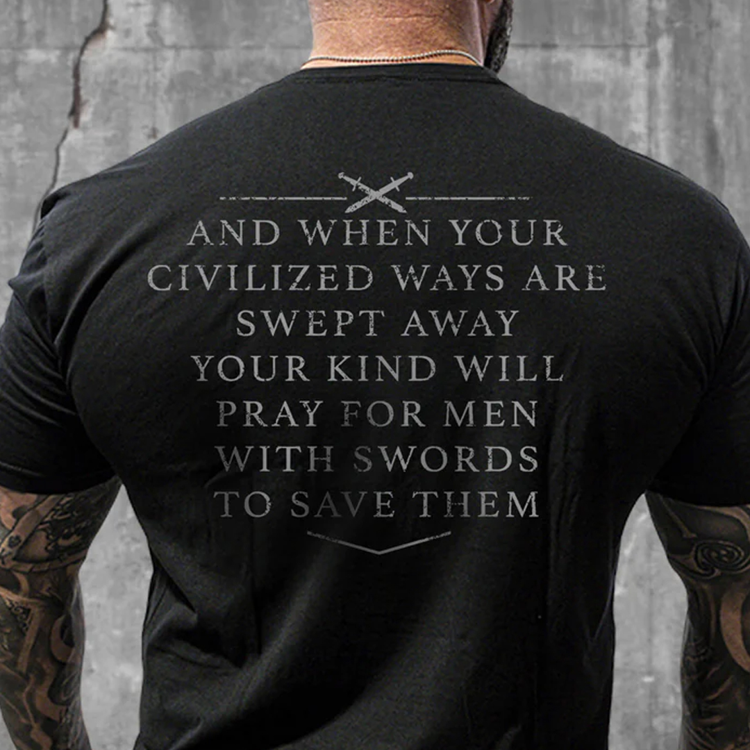 SWORDS Men's Short Sleeve  Printed T-shirt-