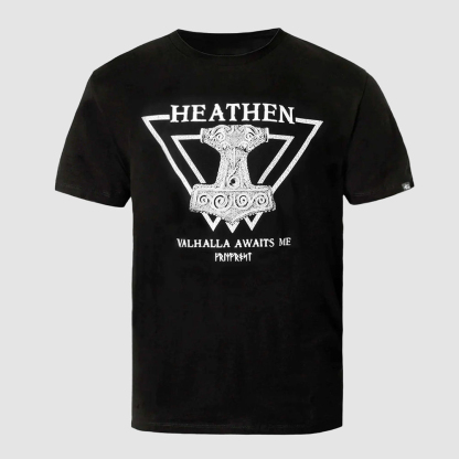 Heathen Valhalla Awaits Me Men's Short Sleeve  Printed T-shirt-