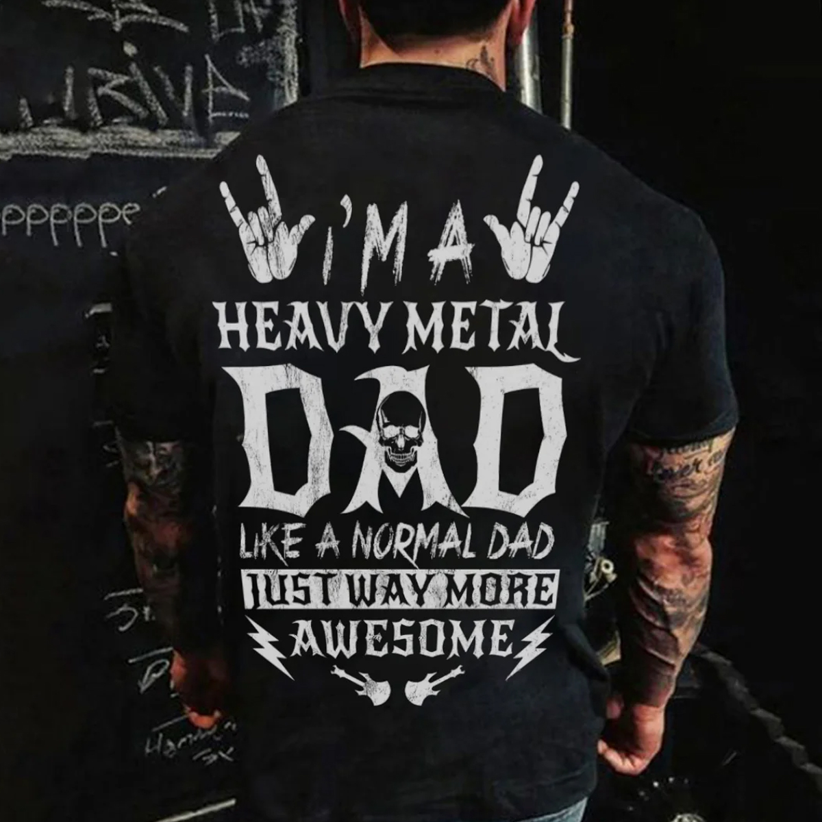 I'm A Heavy Metal Dad Like A Normal Dad Men's Short Sleeve  Printed T-shirt-
