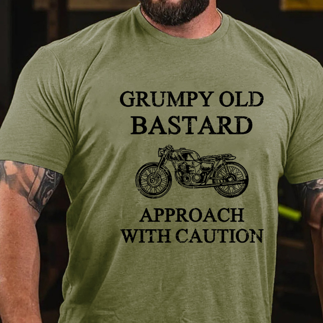 Grumpy Old Bastard Approach With Caution Men's Short Sleeve  Printed T-shirt-