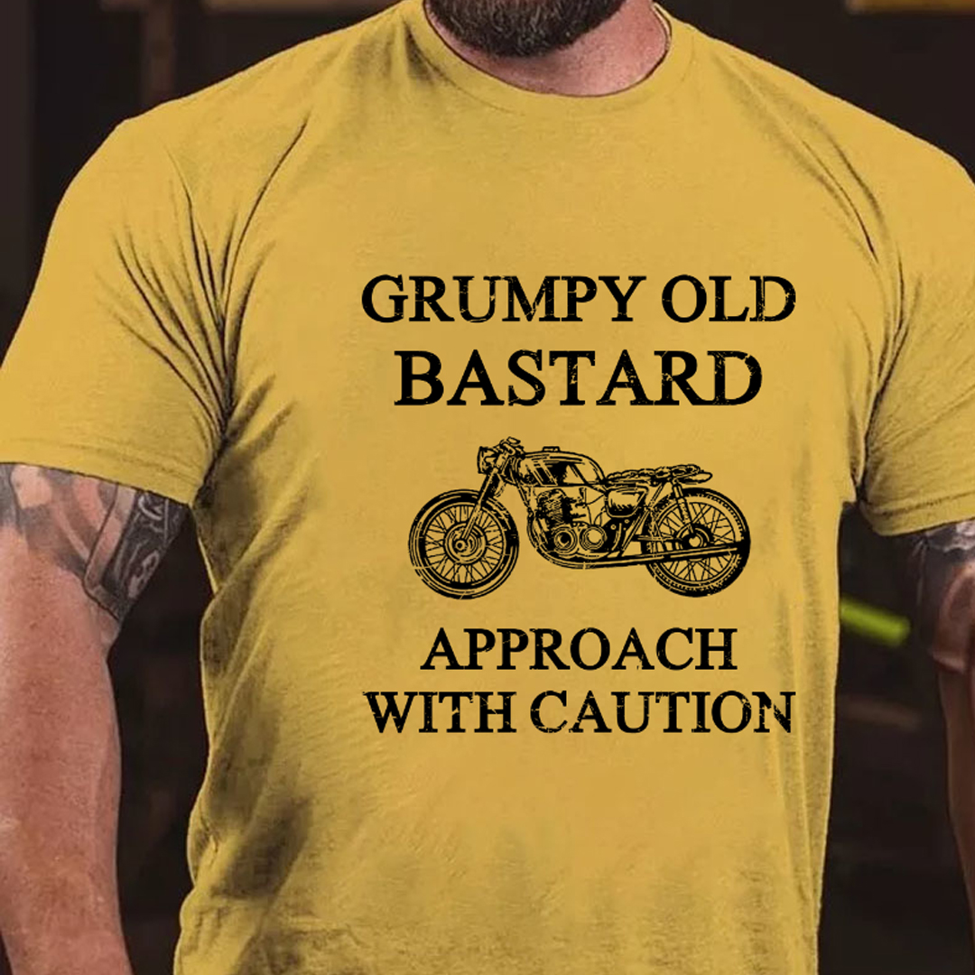 Grumpy Old Bastard Approach With Caution Men's Short Sleeve  Printed T-shirt-