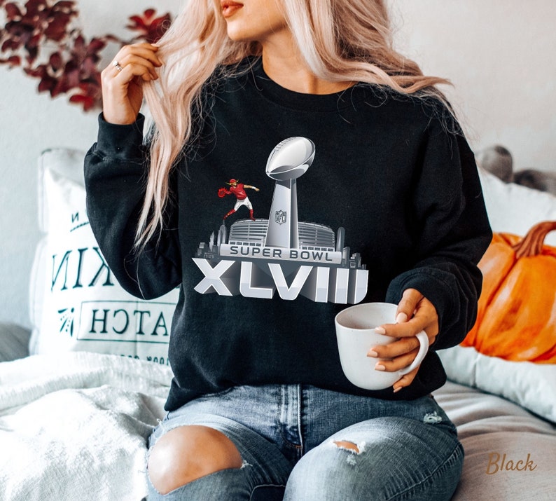 Super Bowl 2024 Sweatshirt, American Football Sweater, Cute Crewneck, Oversized Clothes - Unisex Heavy Blend Crewneck Sweatshirt.