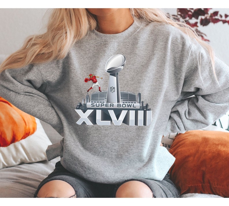 Super Bowl 2024 Sweatshirt, American Football Sweater, Cute Crewneck, Oversized Clothes - Unisex Heavy Blend Crewneck Sweatshirt.