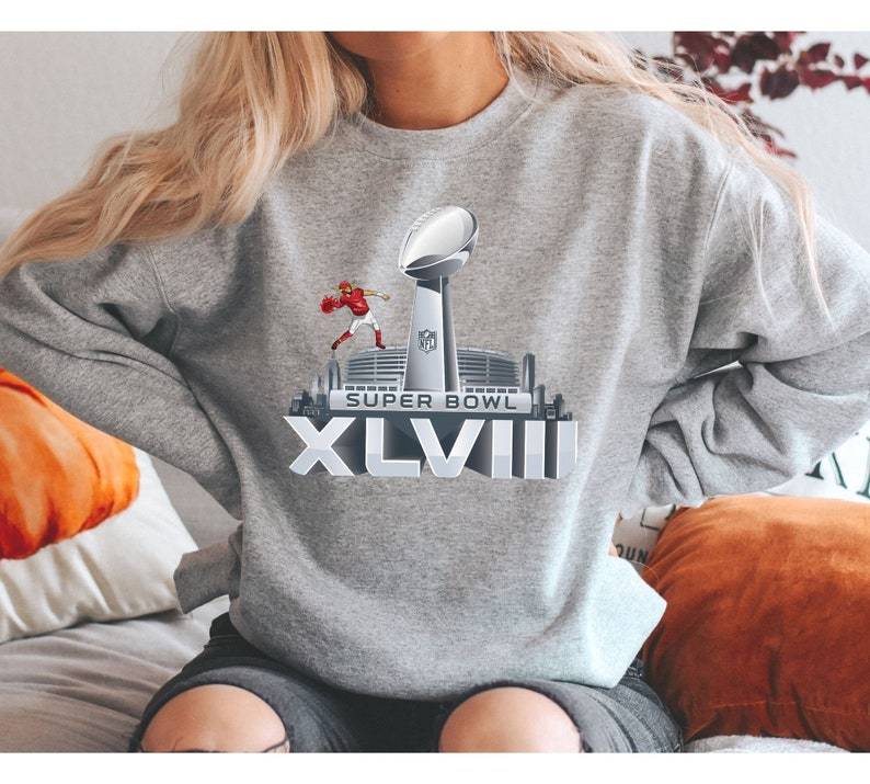Super Bowl 2024 Sweatshirt, American Football Sweater, Cute Crewneck, Oversized Clothes - Unisex Heavy Blend Crewneck Sweatshirt.
