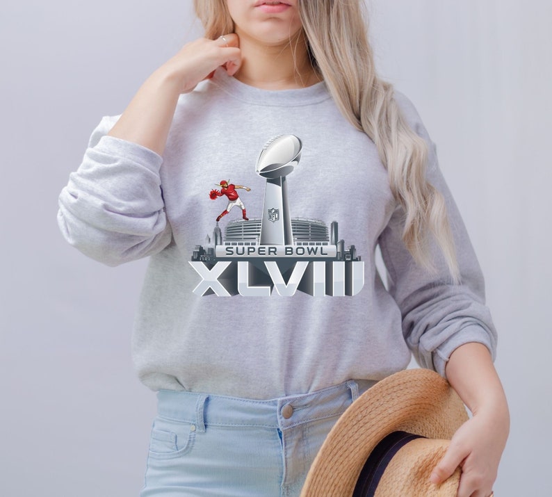 Super Bowl 2024 Sweatshirt, American Football Sweater, Cute Crewneck, Oversized Clothes - Unisex Heavy Blend Crewneck Sweatshirt.