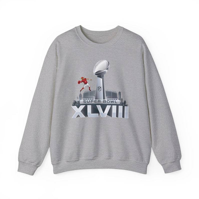 Super Bowl 2024 Sweatshirt, American Football Sweater, Cute Crewneck, Oversized Clothes - Unisex Heavy Blend Crewneck Sweatshirt.