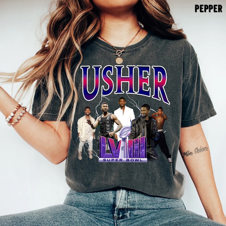 Ushers Super bowl 2024 Halftime Vintage Boxy T-Shirt Unisex, Ushers Vintage Shirt, Ushers Unisex T-Shirt