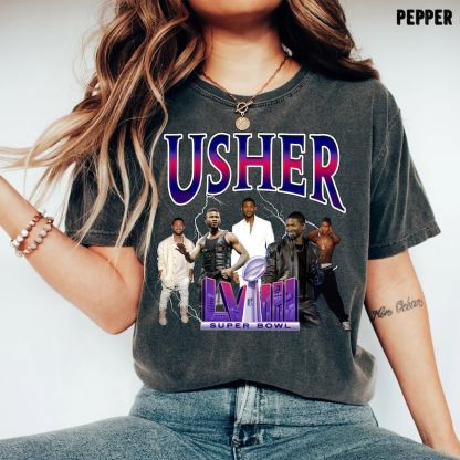 Ushers Super bowl 2024 Halftime Vintage Boxy T-Shirt Unisex, Ushers Vintage Shirt, Ushers Unisex T-Shirt