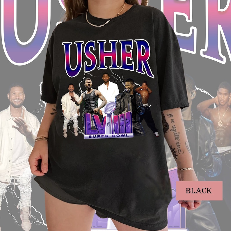 Ushers Super bowl 2024 Halftime Vintage Boxy T-Shirt Unisex, Ushers Vintage Shirt, Ushers Unisex T-Shirt