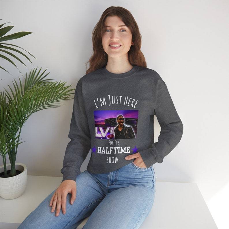 Just Here for Usher!  Super Bowl Halftime Show 2024-  Unisex Heavy Blend�?Crewneck Sweatshirt