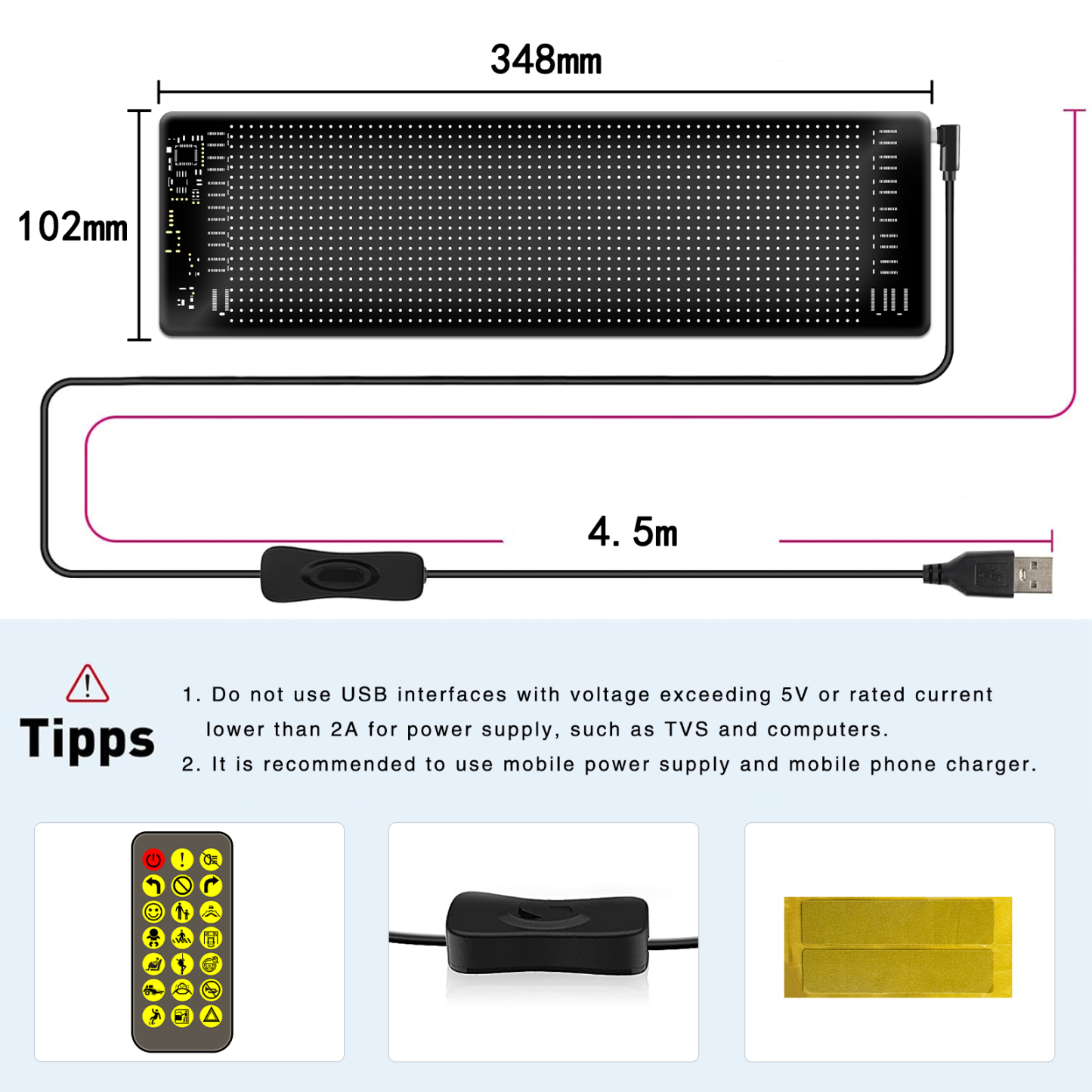 Led ticker display for car-customized