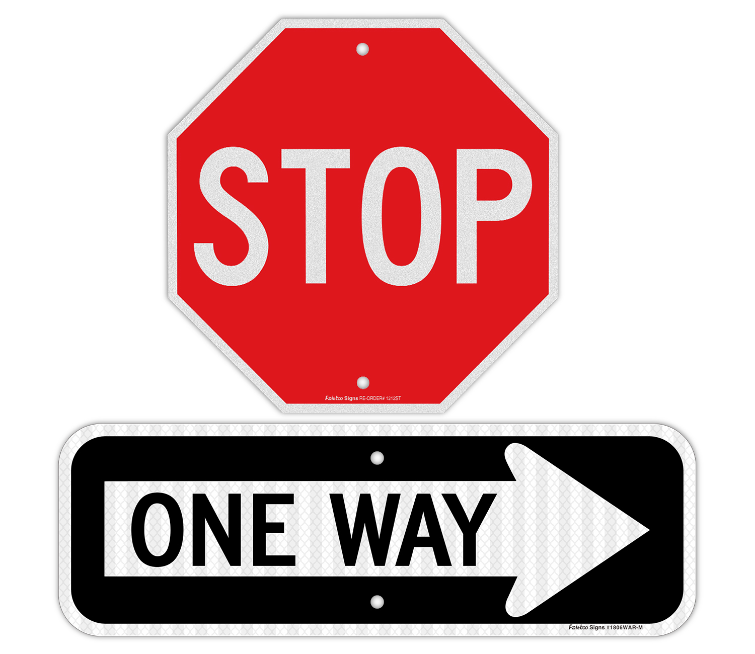 Faittoo Stop Sign 12 Inches One Way Sign with Right Arrow 18x6 Inches Aluminum Traffic Sign, Reflective, Durable Ink, Outdoors Use for 7 Years