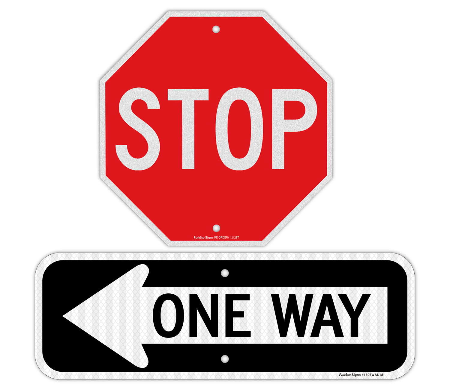 Faittoo Stop Sign 12 Inches One Way Sign with Left Arrow 18x6 Inches Aluminum Traffic Sign, Reflective, Durable Ink, Outdoors Use for 7 Years