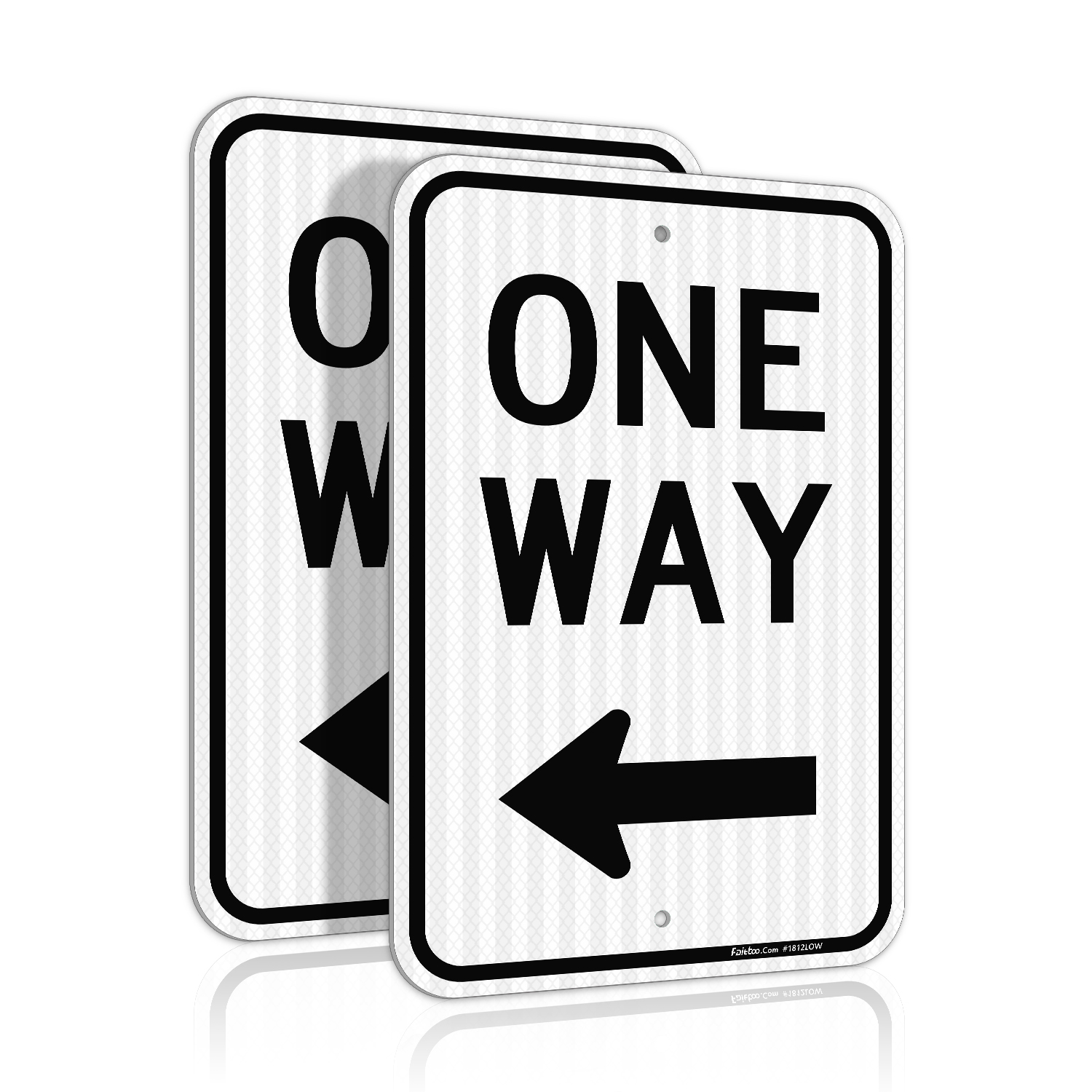 Faittoo One Way Sign with Left Arrow, (2 Pack) 18x12 Inches Engineer Grade Reflective Rust Free Aluminum, Weather/Fade Resistant, UV Protected, Easy to Mount, Indoor/Outdoor Use