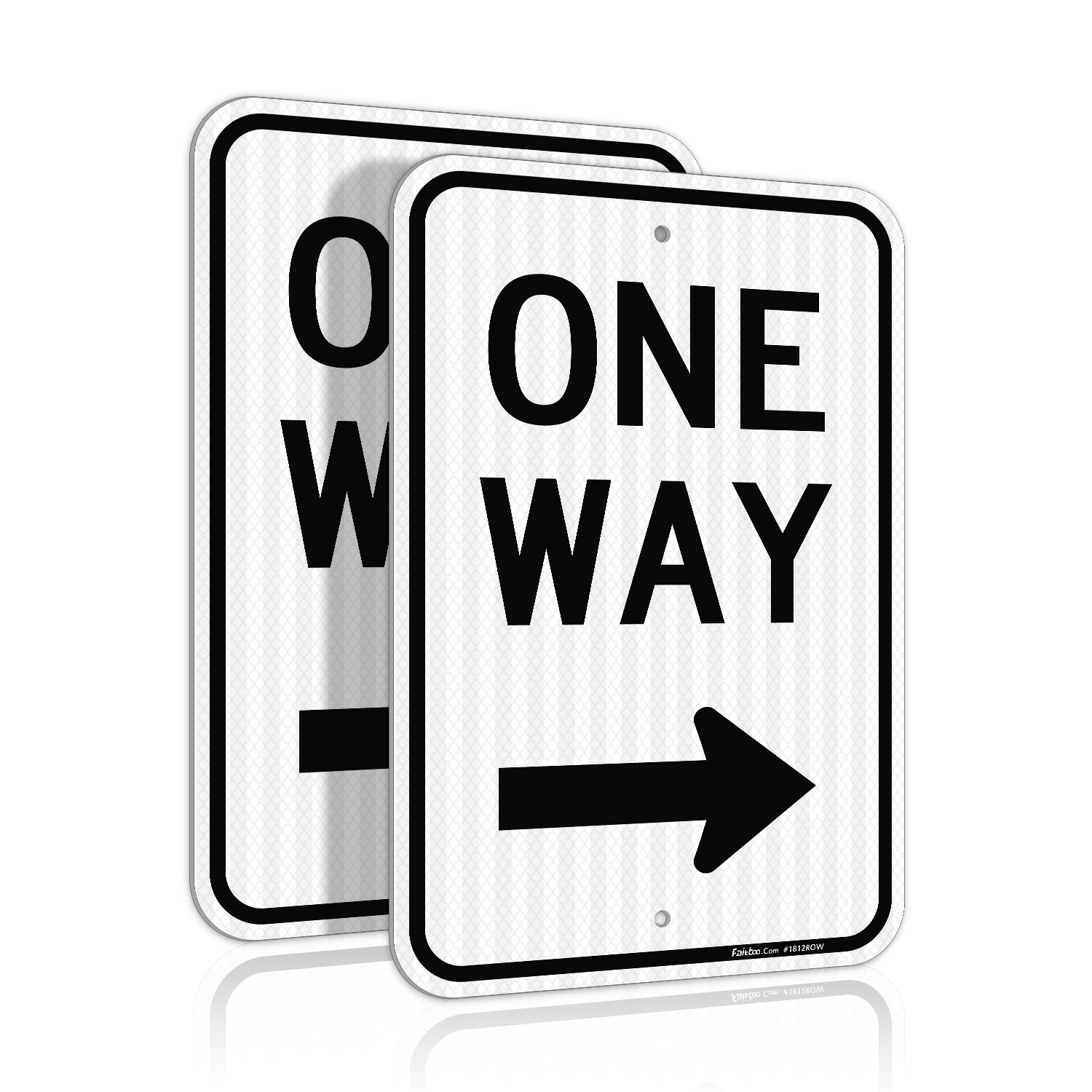 Faittoo One Way Sign with Right Arrow, (2 Pack) 18x12 Inches Engineer Grade Reflective Rust Free Aluminum, Weather/Fade Resistant, UV Protected, Easy to Mount, Indoor/Outdoor Use
