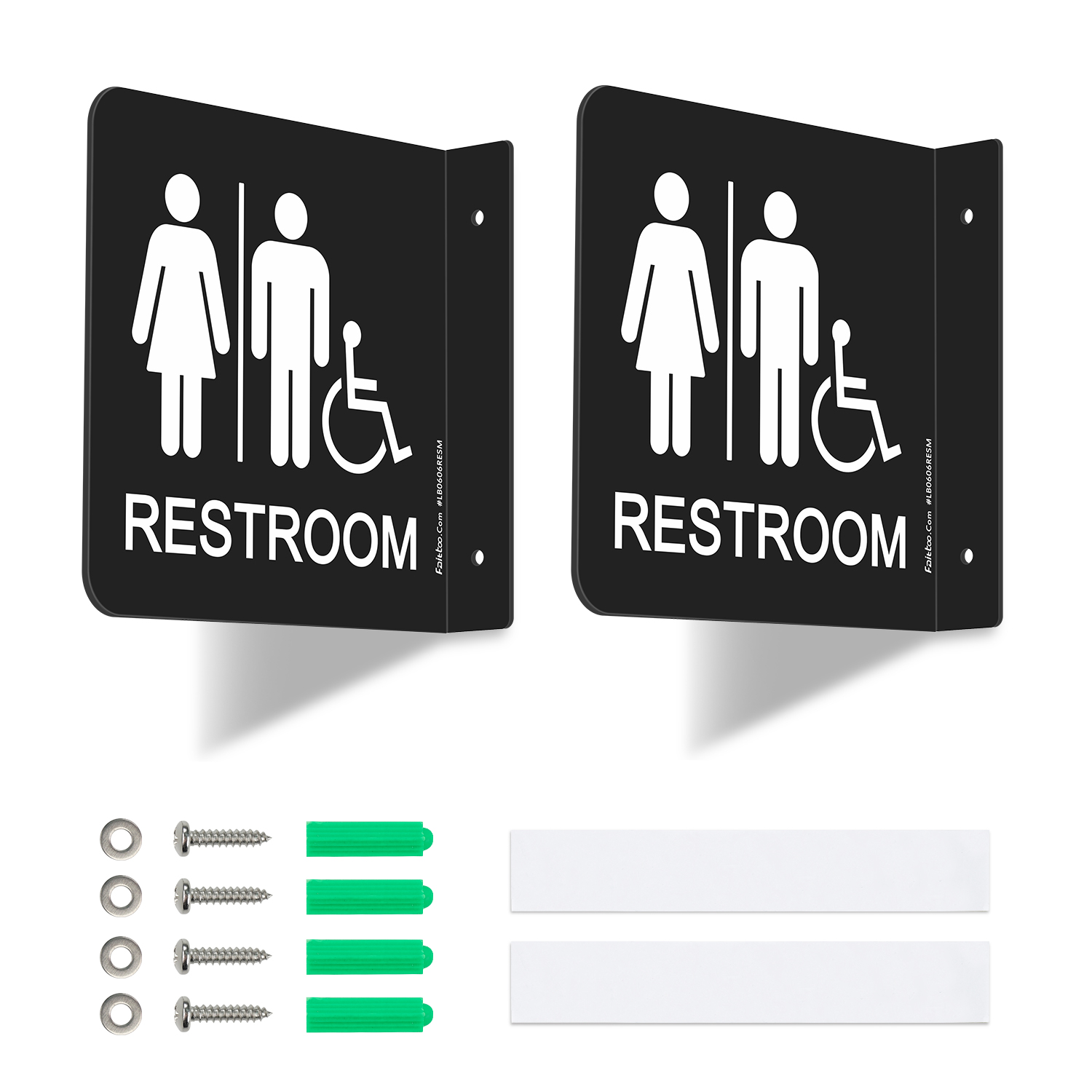 Faittoo Restroom Sign, Bathroom Signs, (2 Pack) 6 x 6 Inches Acrylic Sign, for Office or Business Bathroom and Toilet Door or Wall Decor, Indoor Outdoor Use (Men and women with Handicap)