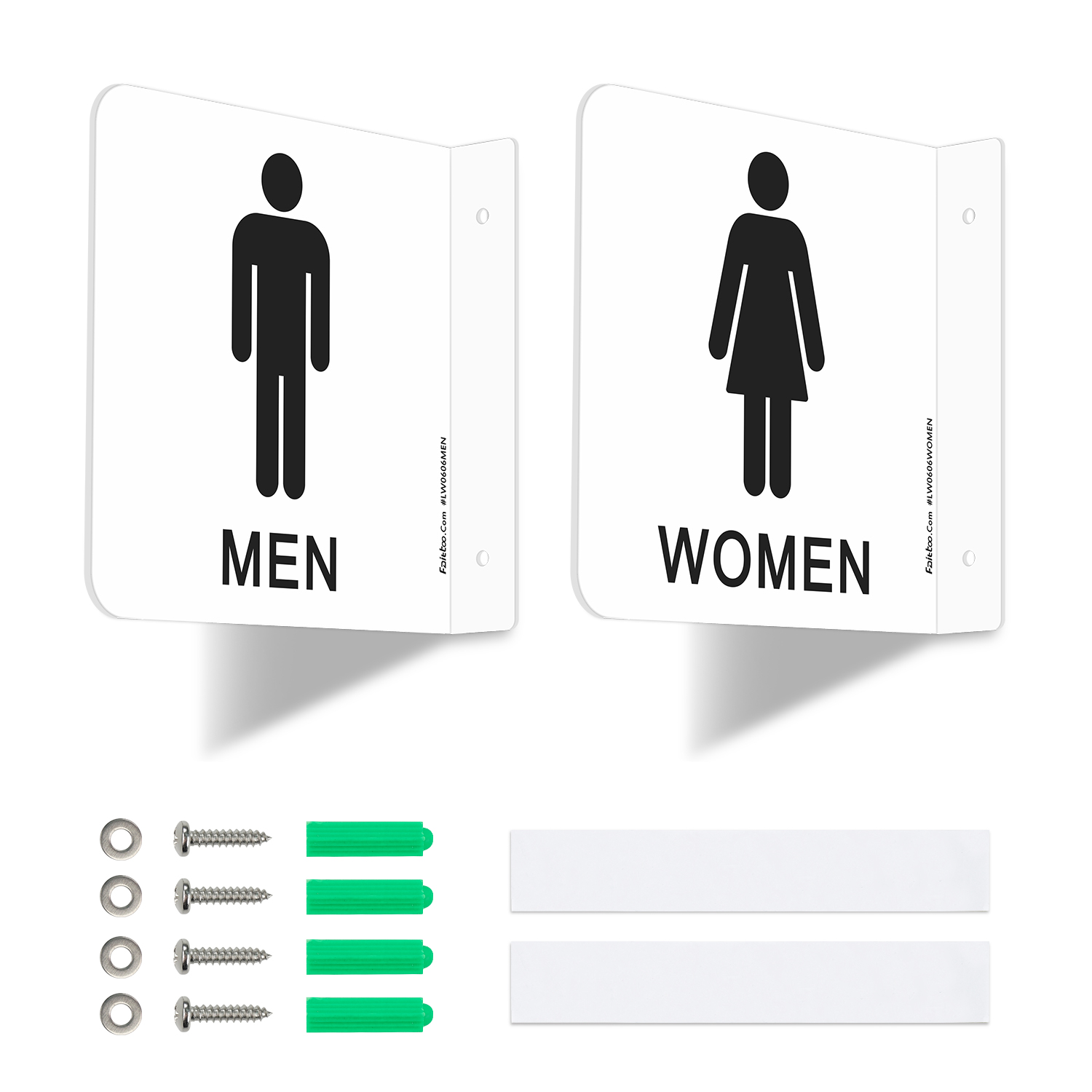 Faittoo Restroom Sign, Bathroom Signs, 2 Pack 6 x 6 Inches Acrylic Sign, for Office or Business Bathroom and Toilet Door or Wall Decor, Indoor Outdoor Use (Men and women Set)