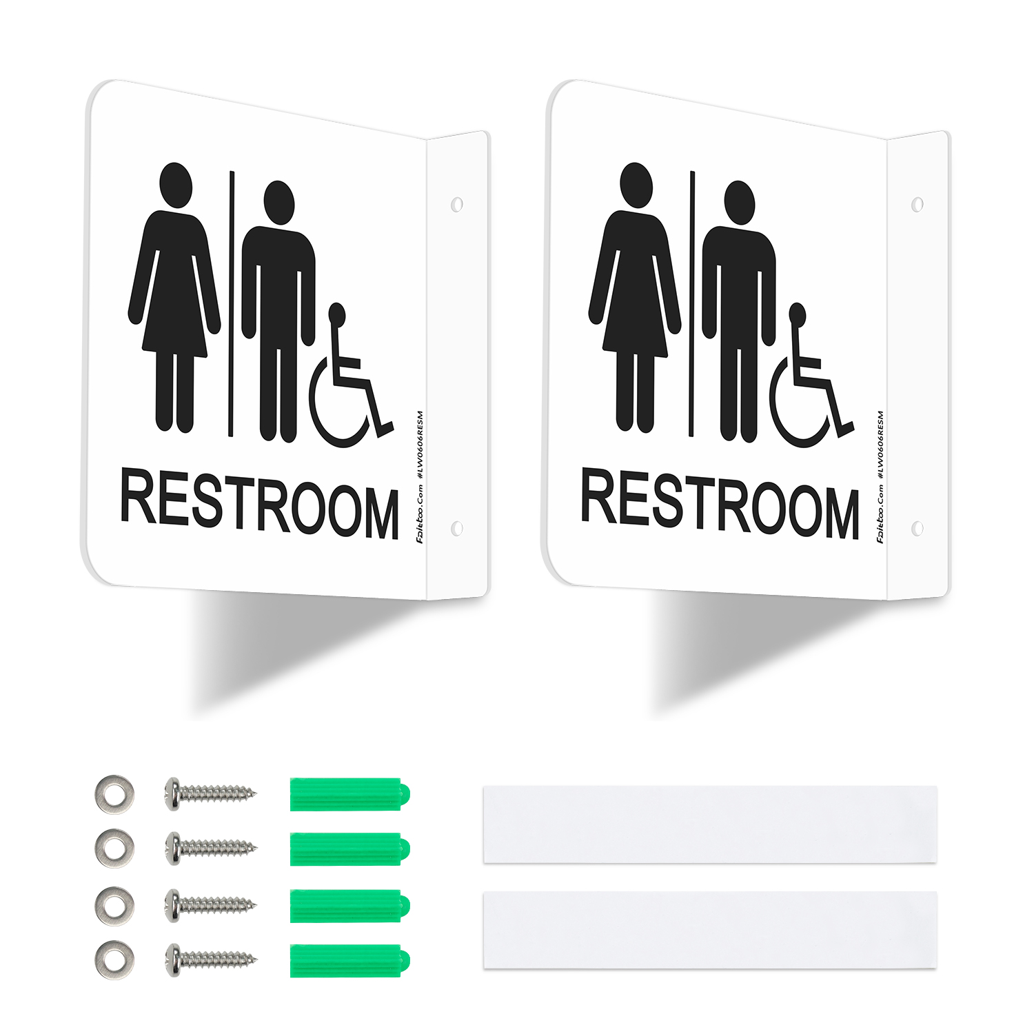 Faittoo Restroom Sign, Bathroom Signs, 2 Pack 6 x 6 Inches Acrylic Sign, for Office or Business Bathroom and Toilet Door or Wall Decor, Indoor Outdoor Use (Men and women with Handicap)