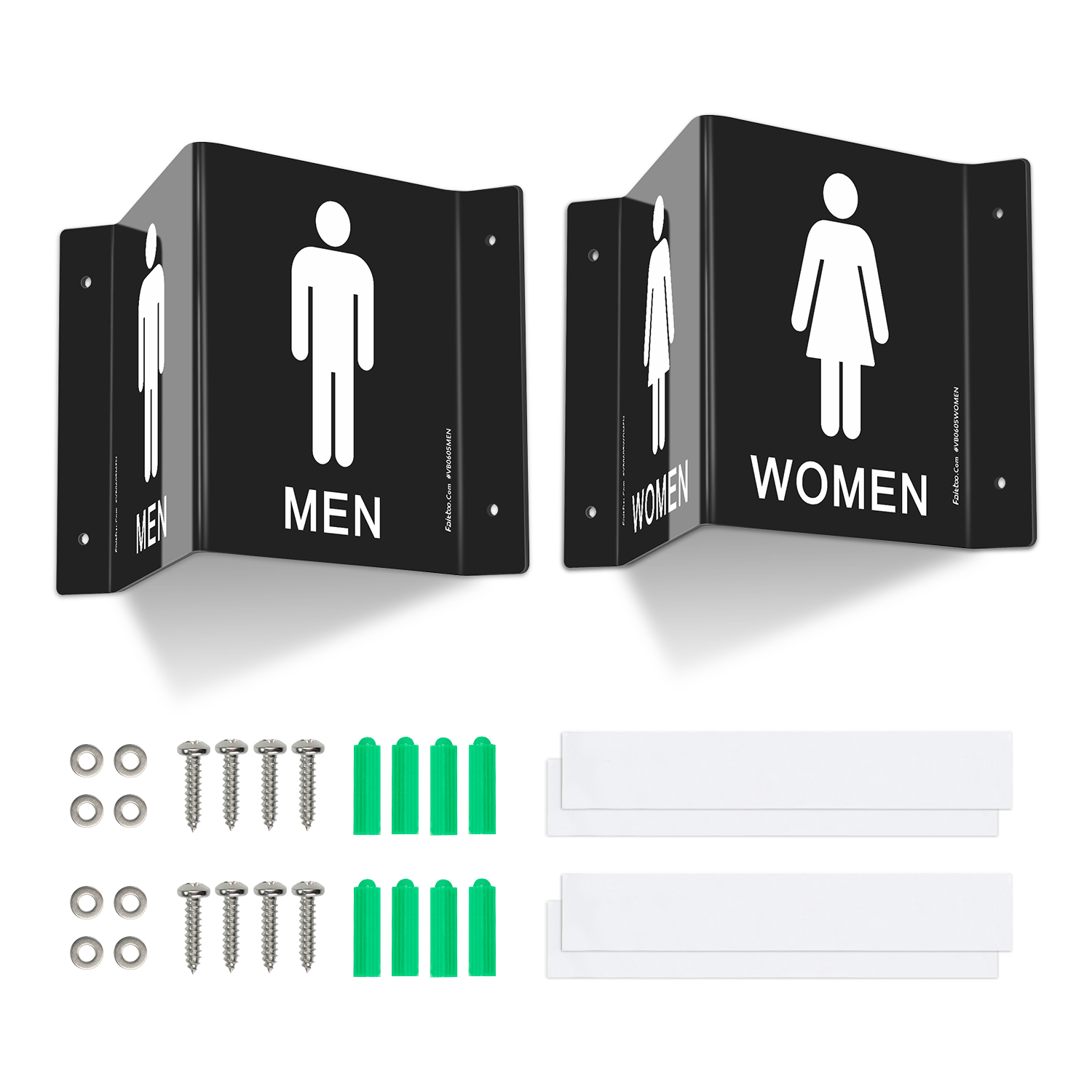 Faittoo Restroom Sign, Bathroom Signs, (2 Pack) 6 x 8 Inches Acrylic Sign, for Office or Business Bathroom and Toilet Door or Wall Decor, Indoor Outdoor Use, Black (Men and women Set)