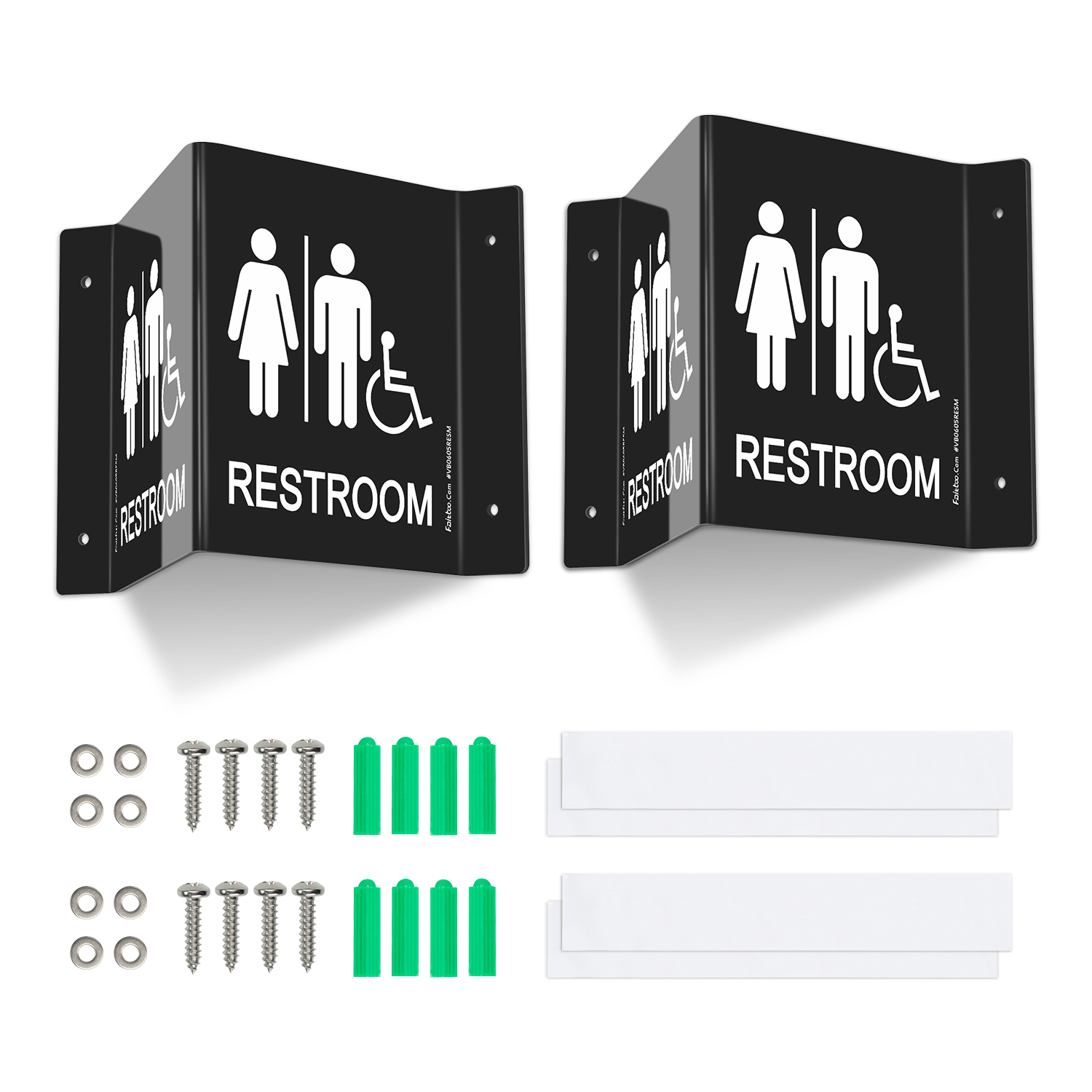 Faittoo Restroom Sign, Bathroom Signs, (2 Pack) 6 x 8 Inches Acrylic Sign, for Office or Business Bathroom and Toilet Door or Wall Decor, Indoor Outdoor Use, Black (Men and women with Handicap)