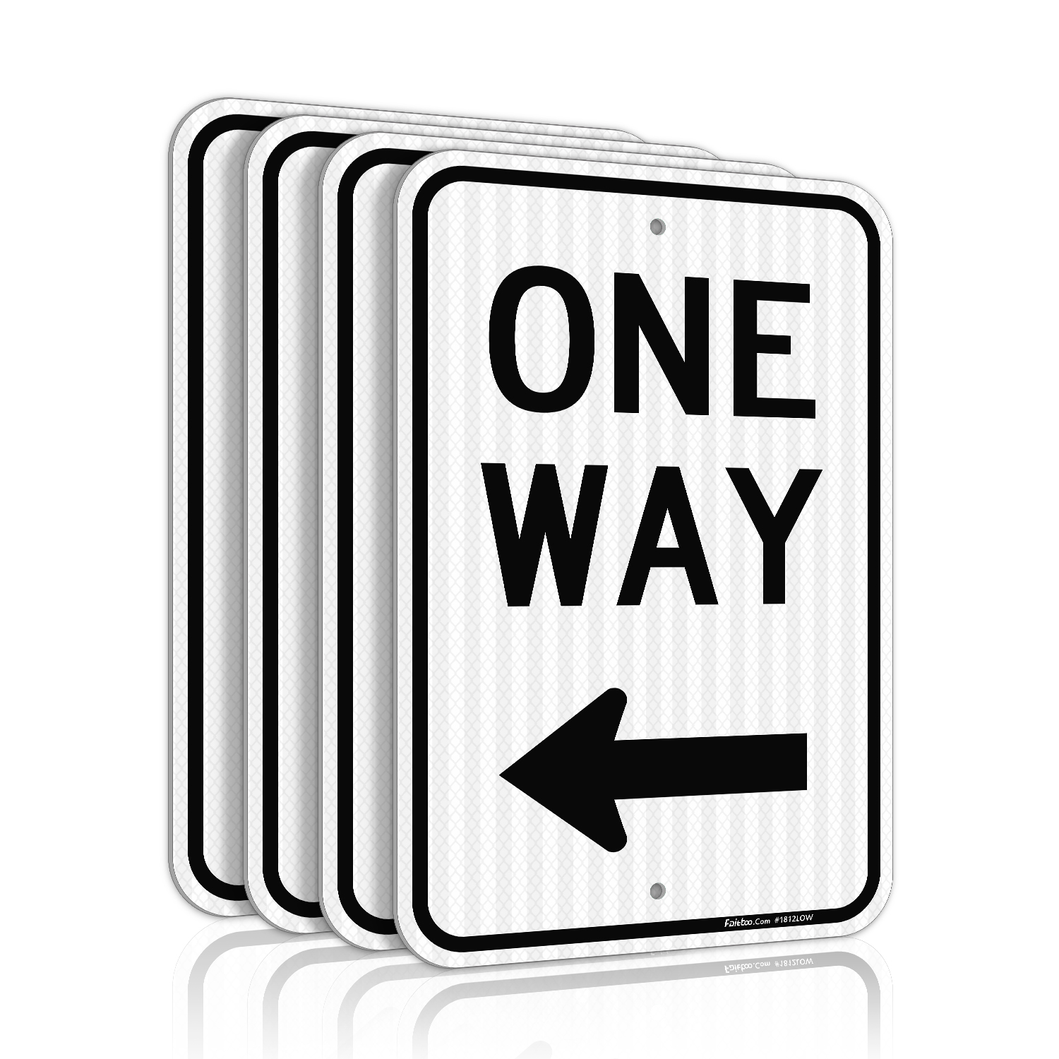 Faittoo One Way Sign with Left Arrow, (4 Pack) 18x12 Inches Engineer Grade Reflective Rust Free Aluminum, Weather/Fade Resistant, UV Protected, Easy to Mount, Indoor/Outdoor Use