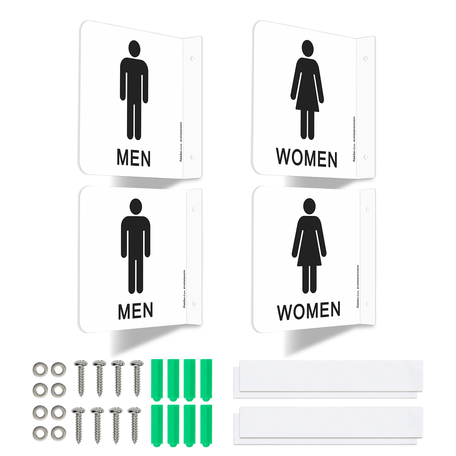 Faittoo Restroom Sign, Bathroom Signs, 4 Pack 6 x 6 Inches Acrylic Sign, for Office or Business Bathroom and Toilet Door or Wall Decor, Indoor Outdoor Use (Men and women Set)