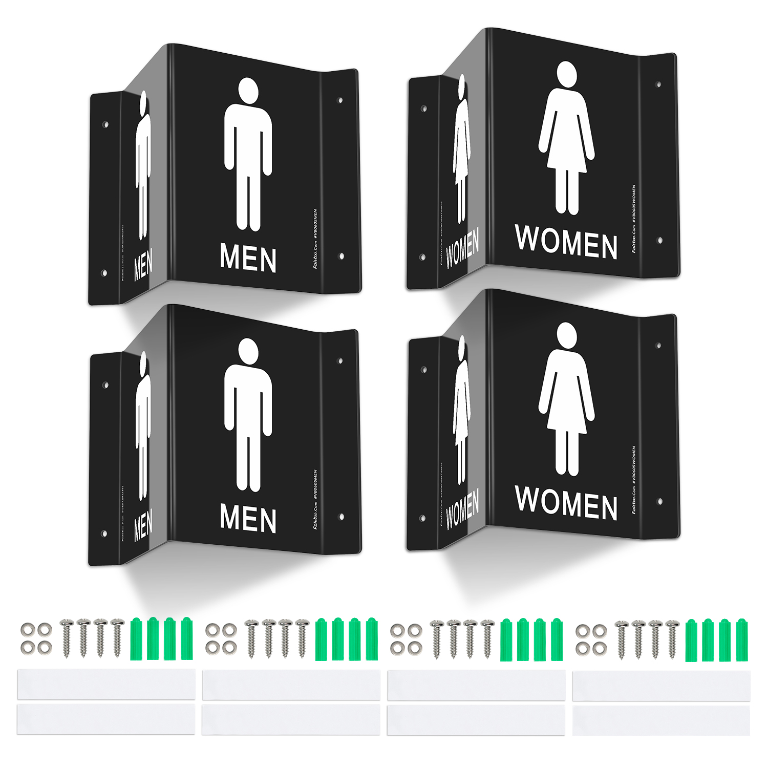 Faittoo Restroom Sign, Bathroom Signs, (4 Pack) 6 x 8 Inches Acrylic Sign, for Office or Business Bathroom and Toilet Door or Wall Decor, Indoor Outdoor Use, Black (Men and women Set)