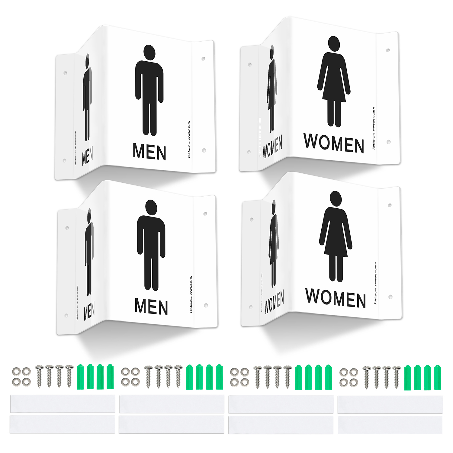 Faittoo Restroom Sign, Bathroom Signs, 4 Pack 6 x 8 Inches Acrylic Sign, for Office or Business Bathroom and Toilet Door or Wall Decor, Indoor Outdoor Use, White (Men and women Set)