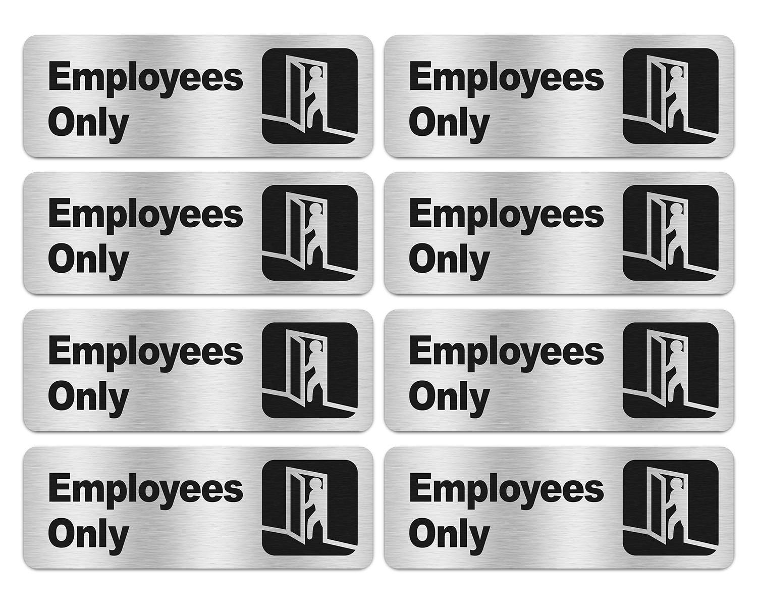 Faittoo Employees Only Sign, (8 Pack) 9 X 3 Inch Informative Aluminum Sign with Symbols, Fade Resistant, Use for Door of Office/Business, Easy to Install