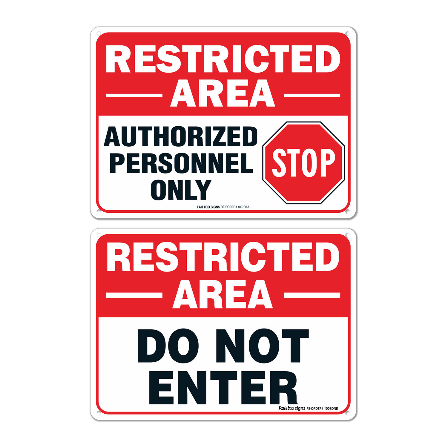 Faittoo Restricted Area Sign Authorized Personnel Only Sign, Do Not Enter Sign, （2 pack）10 x 7 Inches. 0.40 Rust Free Aluminum, UV Protected, Fade Resistant, Easy to Mount