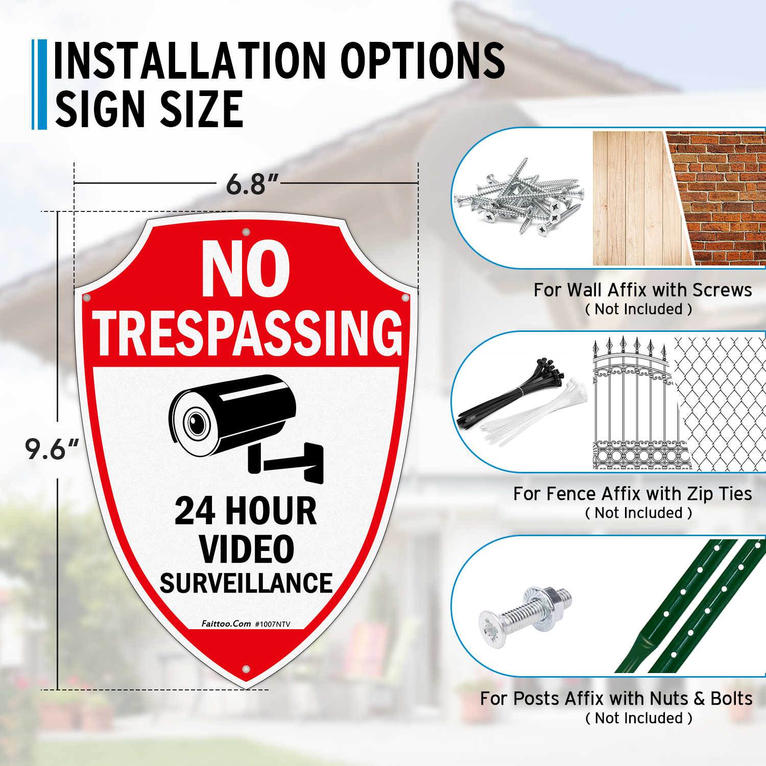 Faittoo No Trespassing Sign, Video Surveillance Signs Outdoor, 4Pack,