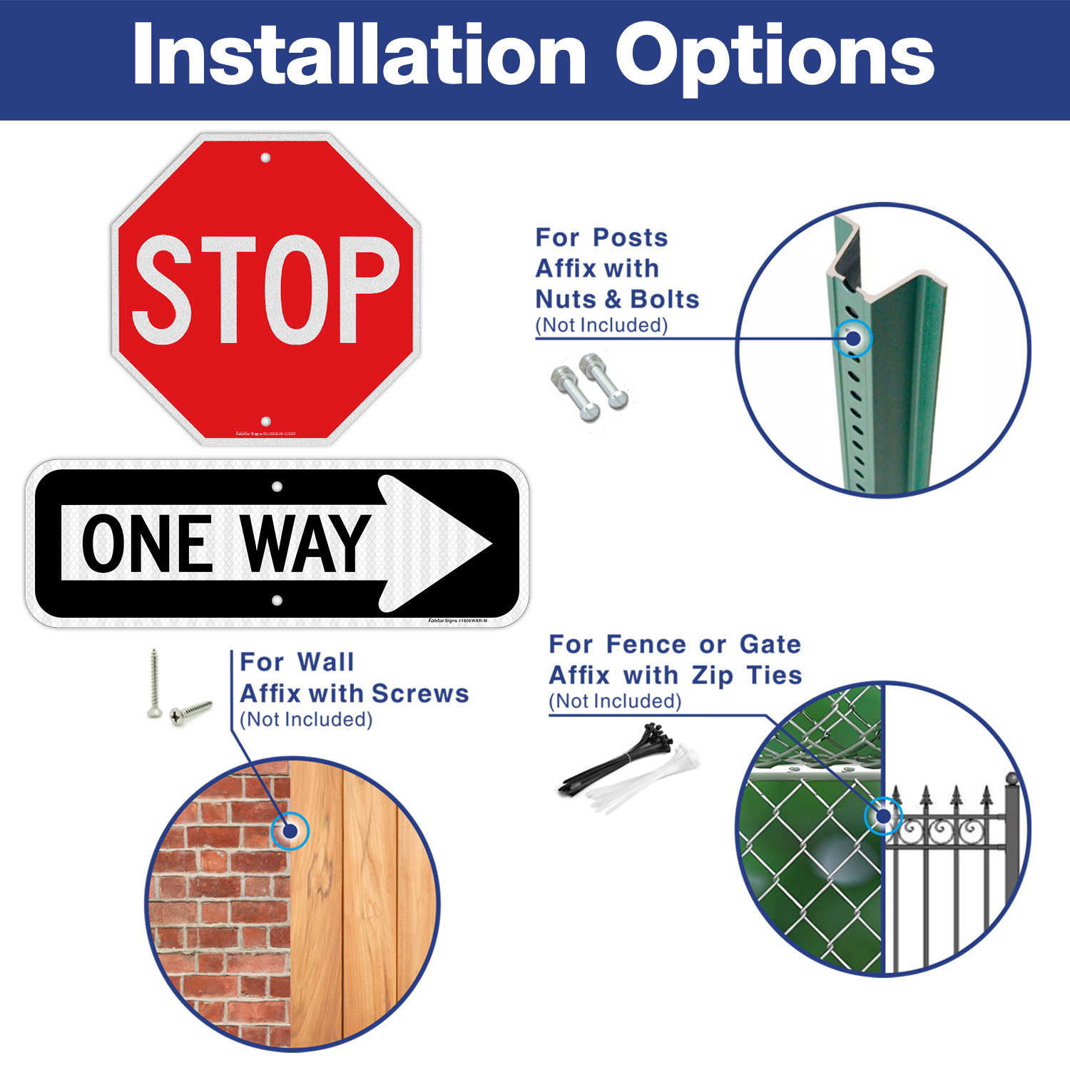 Faittoo Stop Sign 12 Inches One Way Sign with Right Arrow 18x6 Inches Aluminum Traffic Sign, Reflective, Durable Ink, Outdoors Use for 7 Years