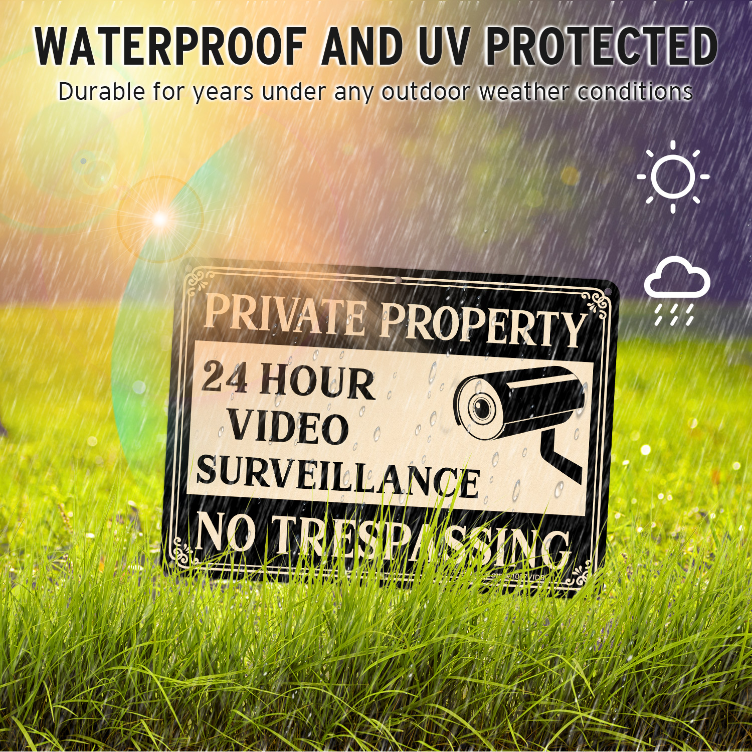 Faittoo Private Property No Trespassing Sign, Video Surveillance Signs Outdoor, 2-Pack 10 x 7 Inch Reflective Aluminum Warning Sign for Home Business Security Camera, Weather/Fade Resistant