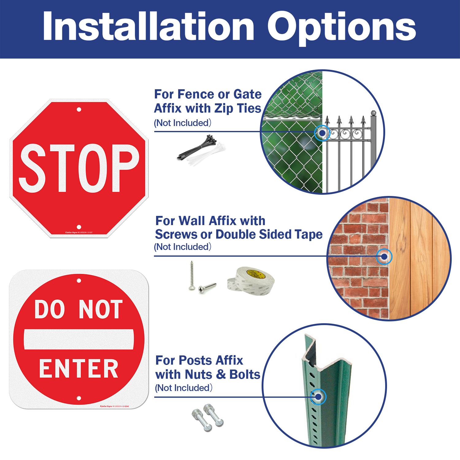 Faittoo 12 inches Do Not Enter Sign and Stop Sign, Street Warning Reflective Signs. Fade/ Weather Resistant, Easy to Mount, Indoor/Outdoor Use