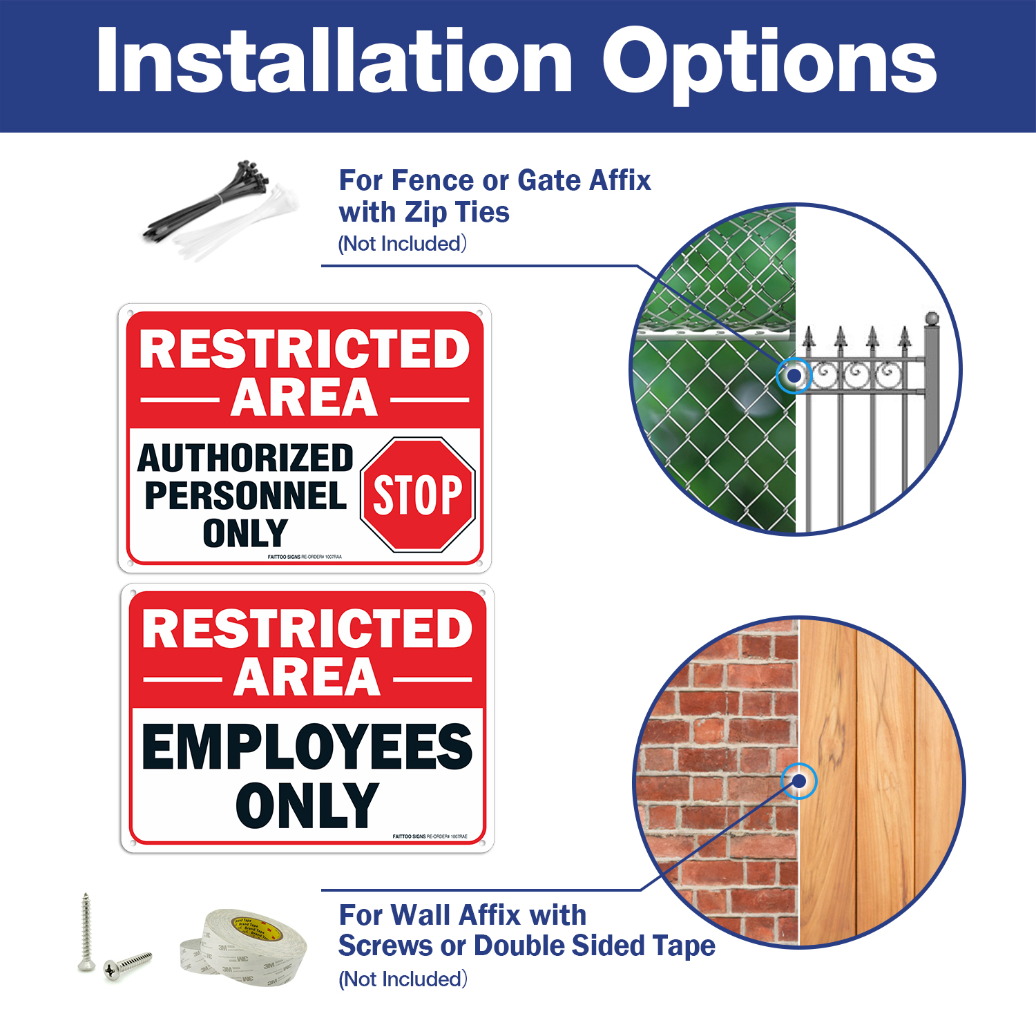 Faittoo Restricted Area Sign Authorized Personnel Only Sign, Do Not Enter Sign, （2 pack）10 x 7 Inches. 0.40 Rust Free Aluminum, UV Protected, Fade Resistant, Easy to Mount