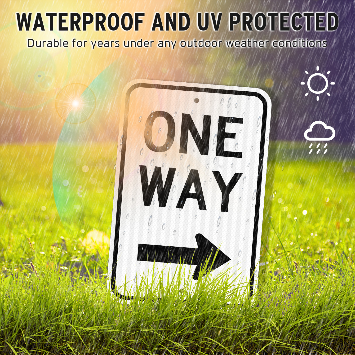 Faittoo One Way Sign with Right Arrow, 18x12 Inches Engineer Grade Reflective Rust Free Aluminum, Weather/Fade Resistant, UV Protected, Easy to Mount, Indoor/Outdoor Use