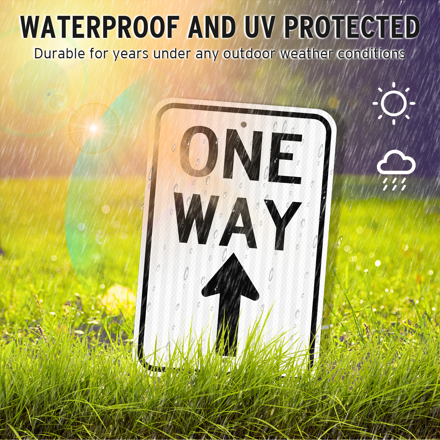 Faittoo One Way Sign with Up Arrow, 18x12 Inches Engineer Grade Reflective Rust Free Aluminum, Weather/Fade Resistant, UV Protected, Easy to Mount, Indoor/Outdoor Use