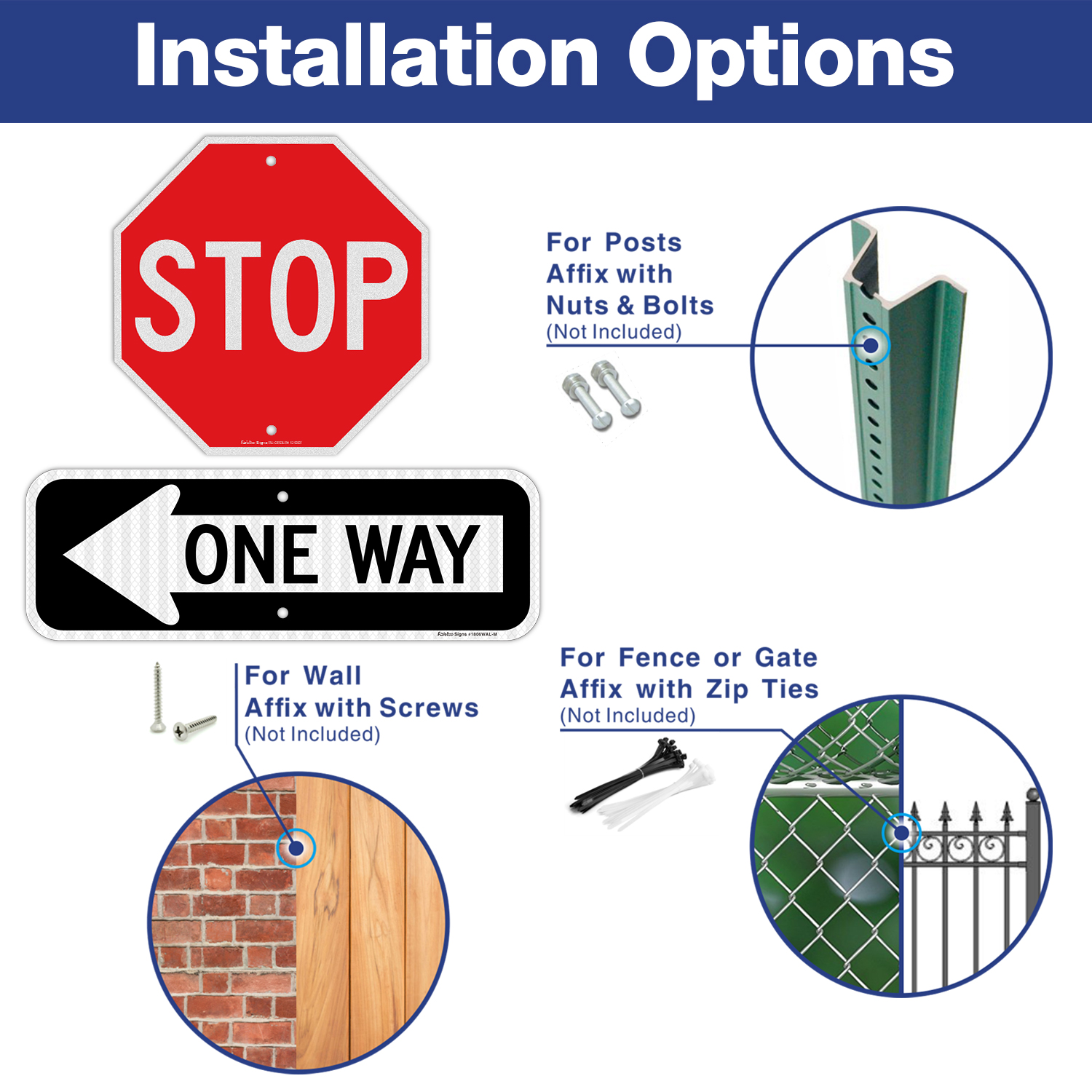 Faittoo Stop Sign 12 Inches One Way Sign with Left Arrow 18x6 Inches Aluminum Traffic Sign, Reflective, Durable Ink, Outdoors Use for 7 Years