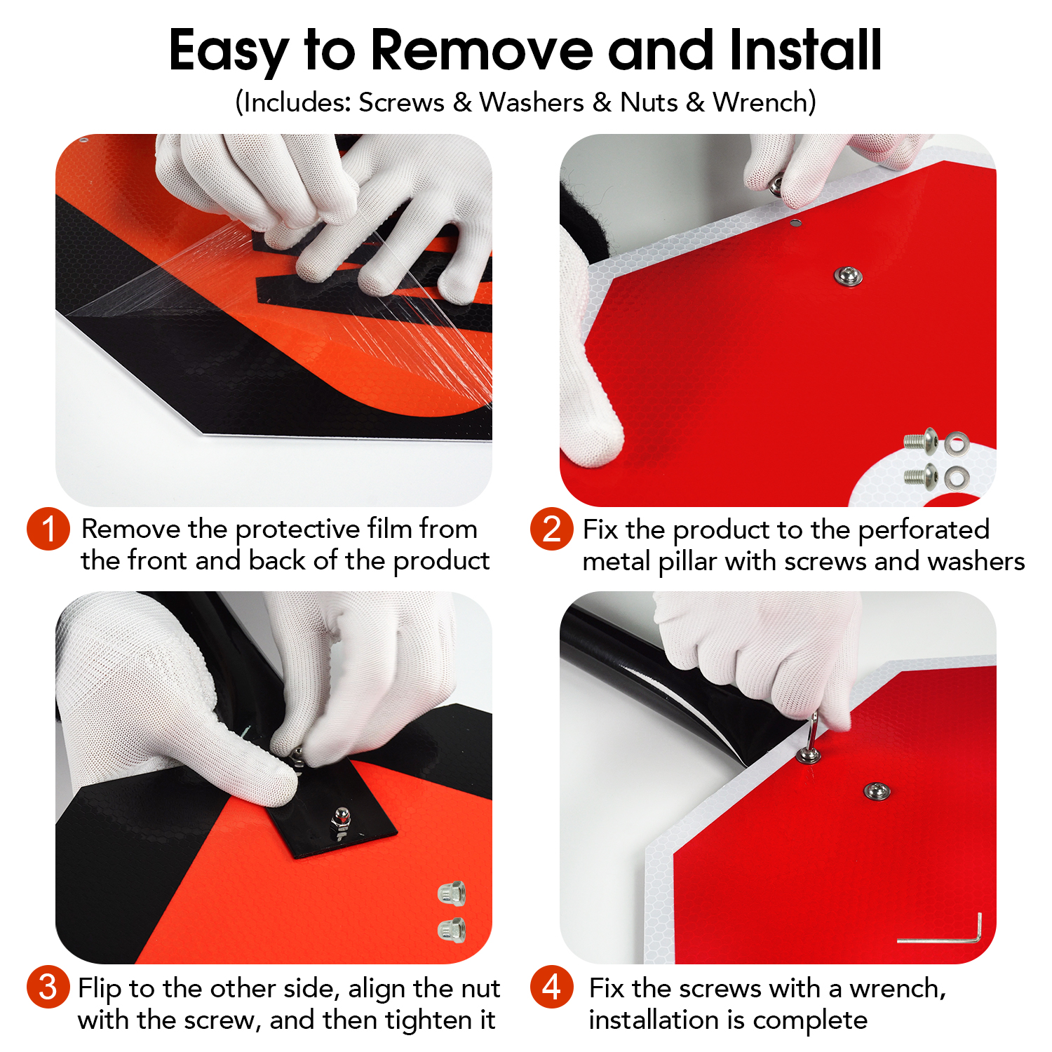 Faittoo Stop Slow Sign with Metal Handle, 2 Pack 18" x 18" Double Sided Engineer Grade Aluminum Sign, Multicolor, Reflective,Sturdy, Easy to Assemble