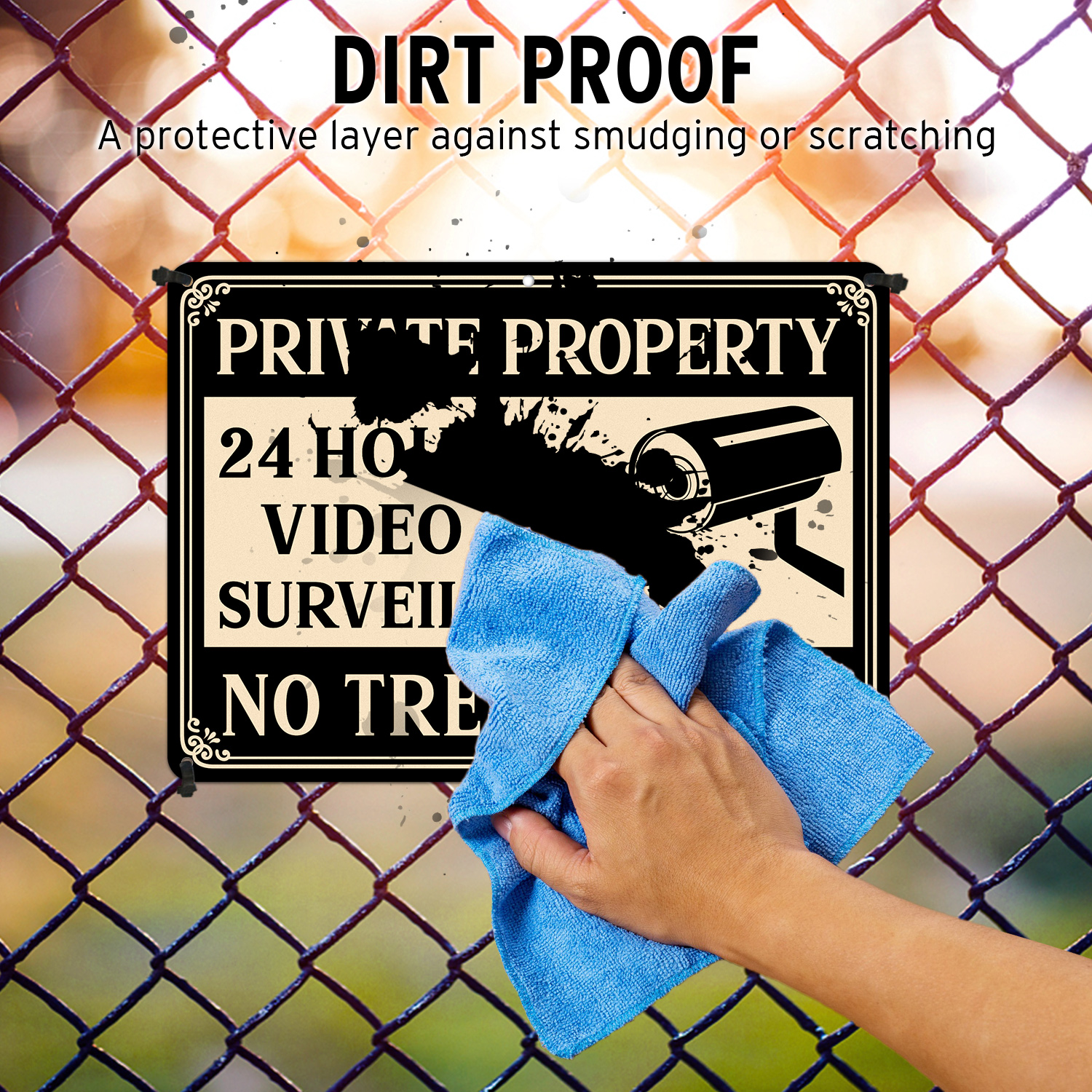 Faittoo Private Property No Trespassing Sign, Video Surveillance Signs Outdoor, 2-Pack 10 x 7 Inch Reflective Aluminum Warning Sign for Home Business Security Camera, Weather/Fade Resistant