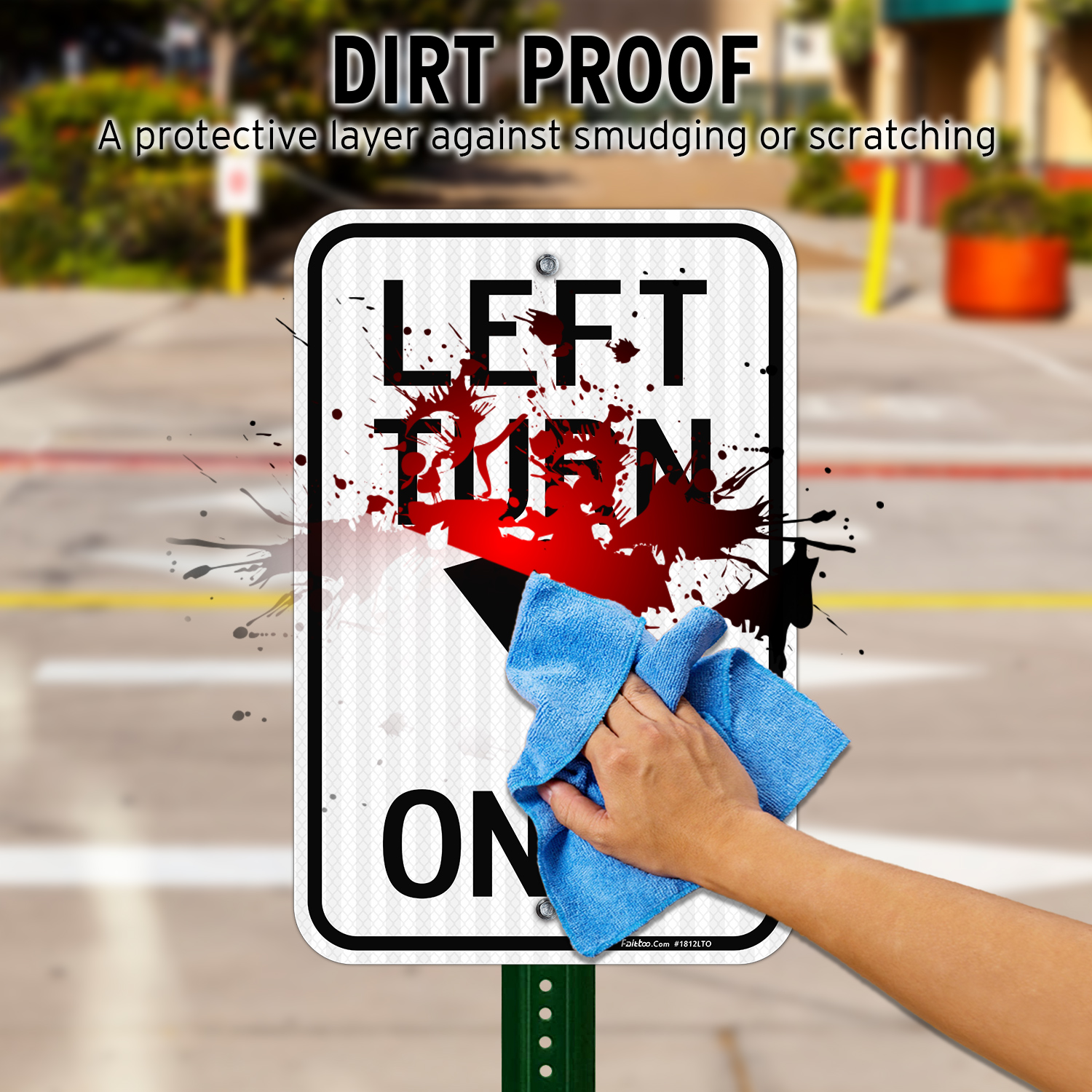 Faittoo Left Turn Only Sign, (4 Pack) 18 x 12 Engineer Grade Reflective Sheeting Rust Free Aluminum, Weather Resistant, Waterproof, Easy to Mount