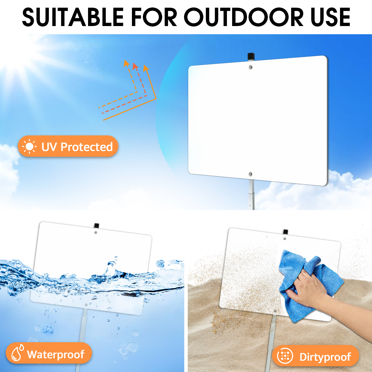 Faittoo Blank Metal Sign with 42" Stake, 2-Pack 14 x 10 Inches Rust Free Aluminum, UV Protected, Waterproof, Weather Resistant, Durable Ink, Includes Matching Screws & Wren, Easy to Mount