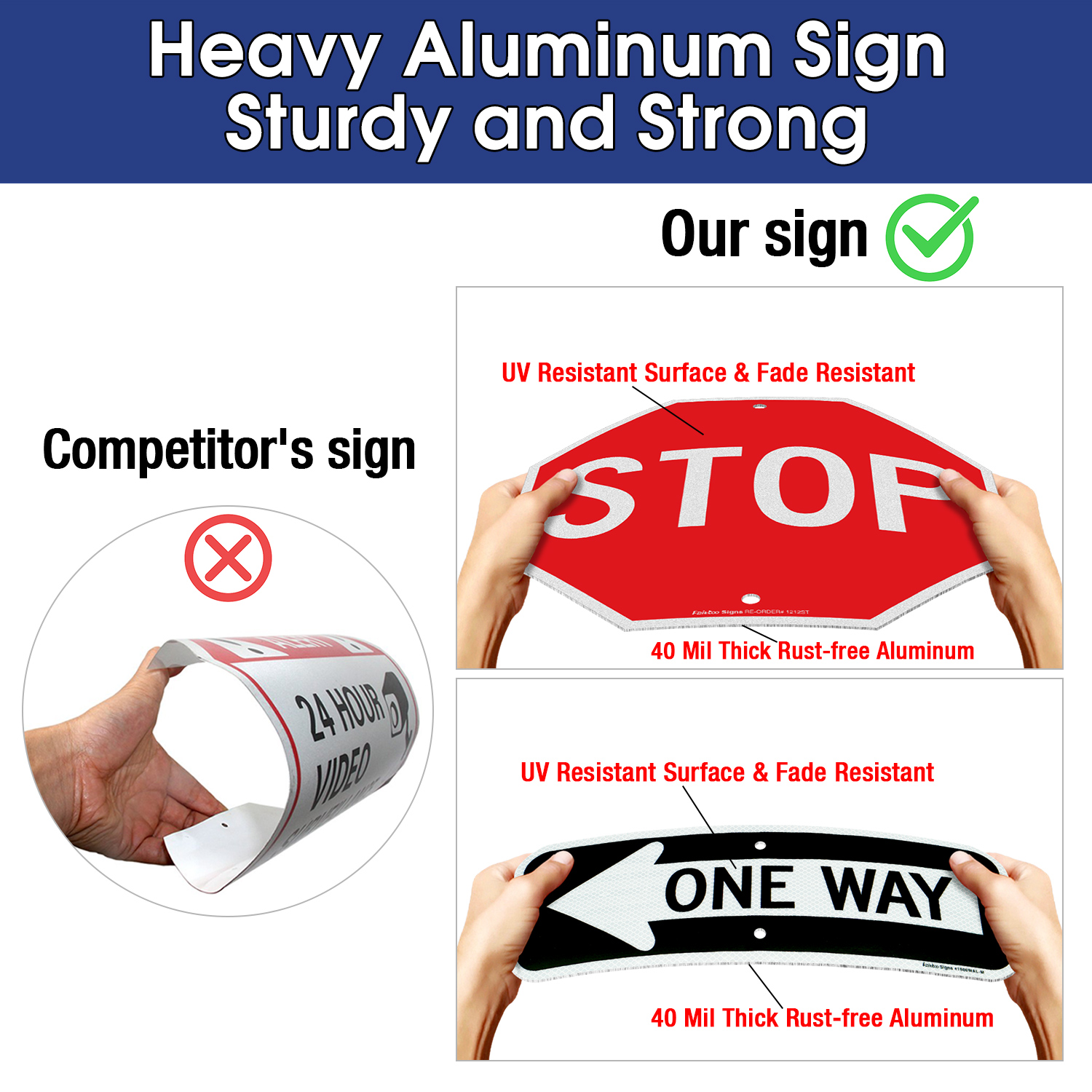 Faittoo Stop Sign 12 Inches One Way Sign with Left Arrow 18x6 Inches Aluminum Traffic Sign, Reflective, Durable Ink, Outdoors Use for 7 Years