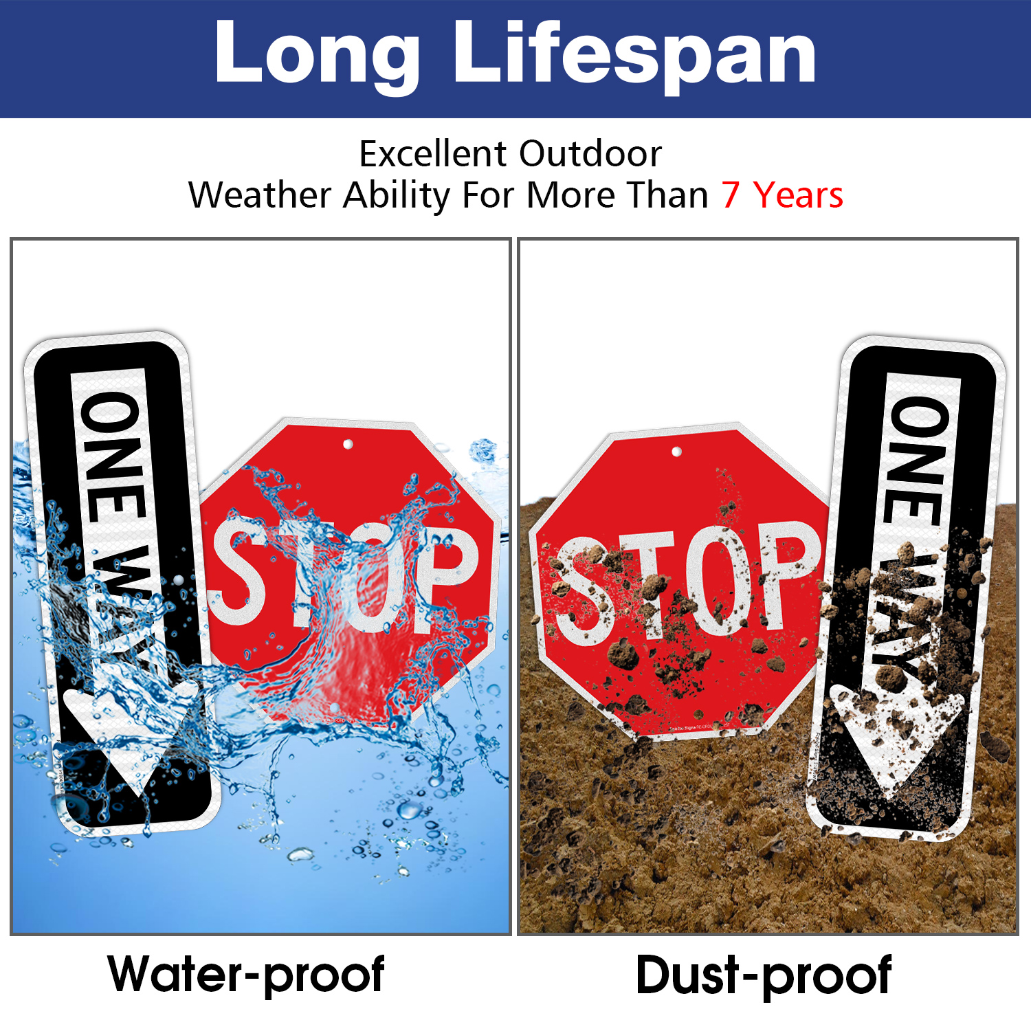 Faittoo Stop Sign 12 Inches One Way Sign with Right Arrow 18x6 Inches Aluminum Traffic Sign, Reflective, Durable Ink, Outdoors Use for 7 Years